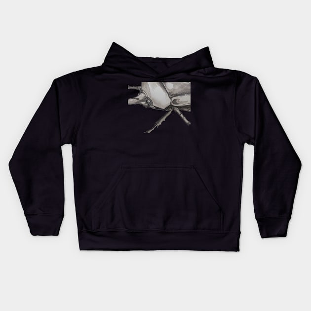 Rhinoceros Beetle Kids Hoodie by Sweet K